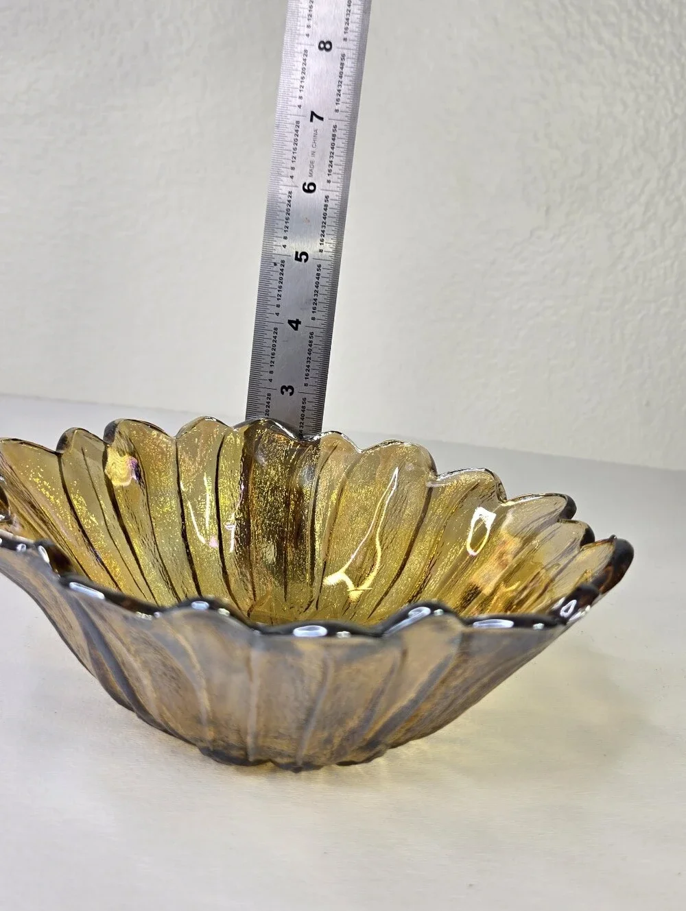 Vintage Indiana Iridescent Carnival Glass Marigold Sunflower Candy/Trinket Dish